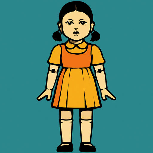 Squid game bebeği yap.
In-Game asset.  2d.  High contrast.  No shadows