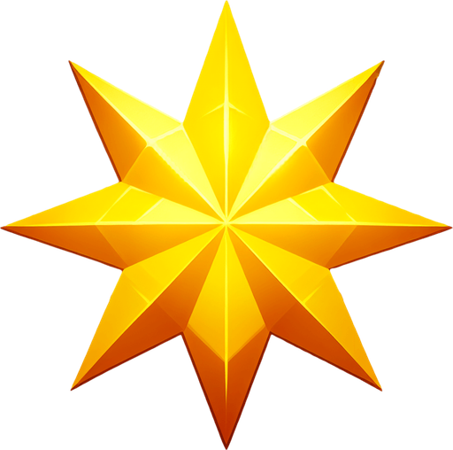 A yellow star.
Single Game Texture. In-Game asset. 2d. Blank background. High contrast. No shadows.