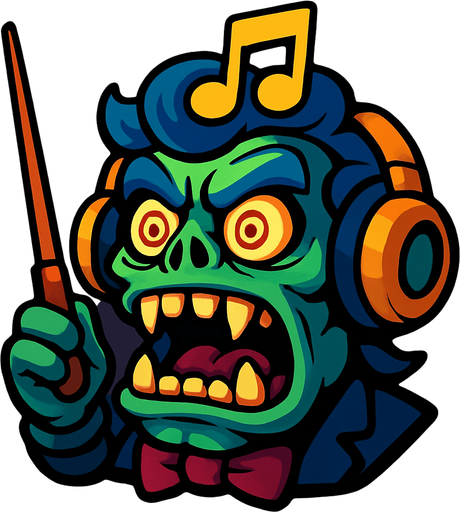 Music maestro monster head . 3d..
In-Game asset.  High contrast.  No shadows