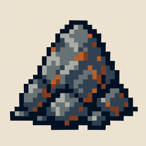 Iron ore pixart.
In-Game asset.  2d.  High contrast.  No shadows