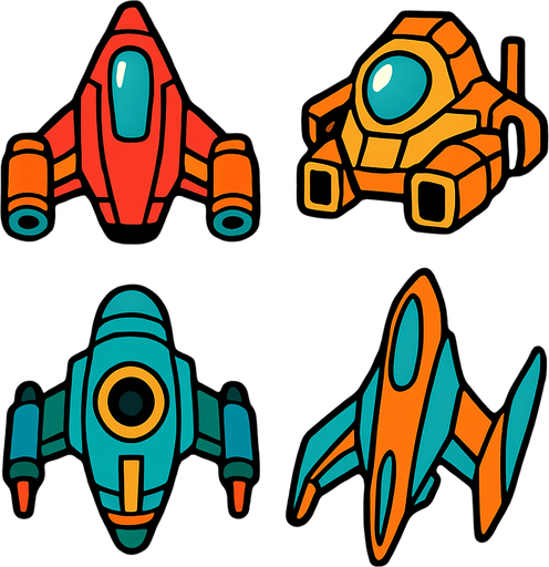 Naves especiales.
In-Game asset.  2d.  High contrast.  No shadows