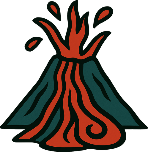 A volcano with lava