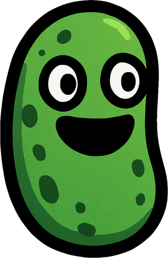 2d pickle like brotato character with no legs and no arms.
In-Game asset.  2d.  High contrast. brotato