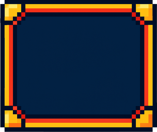 a popup frame, retro pixel style, rectangular.
In-Game asset.  2d.  High contrast.  No shadows