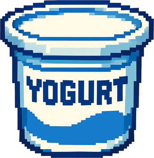 yogurt bucket, pixelart.
In-Game asset.  2d.  High contrast.  No shadows