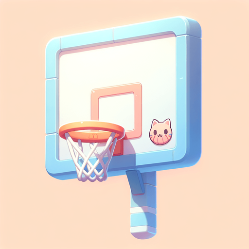 Basketbal backboard aiming directly at the camera. Zoomed in. In pastel color cat theme. Cartoon style.
Single Game Texture. In-Game asset. 2d. Blank background. High contrast. No shadows.