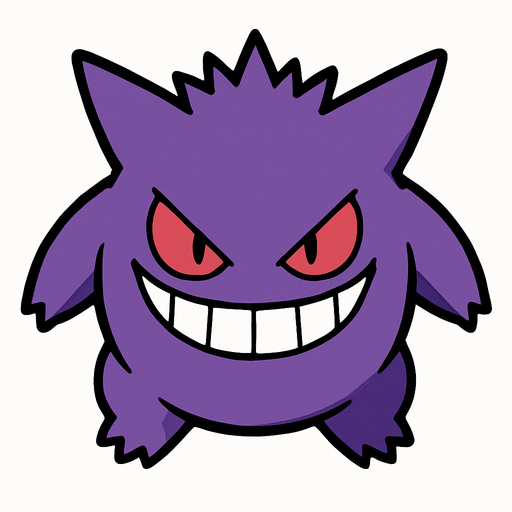 Gengar visto desde arriba.
In-Game asset.  2d.  High contrast.  No shadows