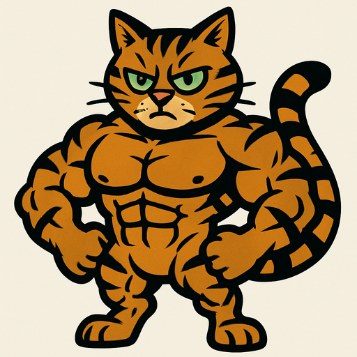 kaslı tekir kedisi.
In-Game asset.  2d.  High contrast.  No shadows