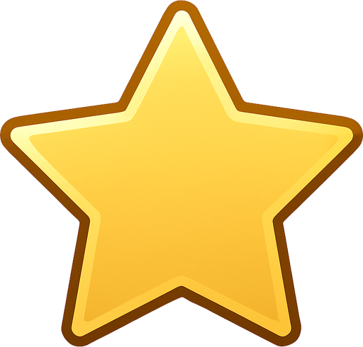 golden star icon, minimalistic, clean flat style, topdown perspective, no shadows, smooth edges, soft glow effect, transparent background.
In-Game asset.  2d.  High contrast.  No shadows