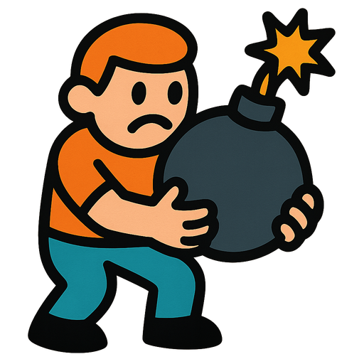 Human with a bomb.
In-Game asset.  2d.  High contrast.  No shadows