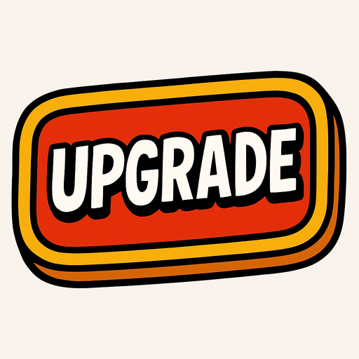надпись upgrade как красивая кнопка
In-Game asset.  2d.  High contrast.  No shadows. comix