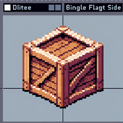 pixel art of a crate, flat side view . Single Game Texture. In-Game asset. 2d. Blank background. High contrast. No shadows.