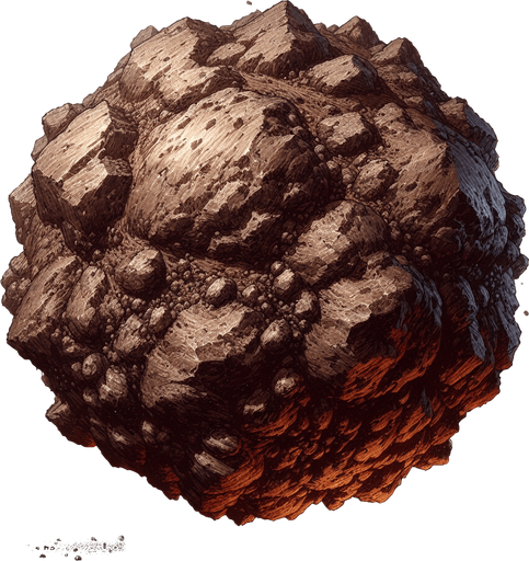 a giant meteor.
Single Game Texture. In-Game asset. 2d. Blank background. High contrast. No shadows.