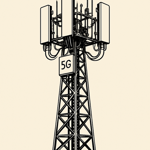 Detailed accurate 5g cell tower.
In-Game asset.  2d.  High contrast.  No shadows