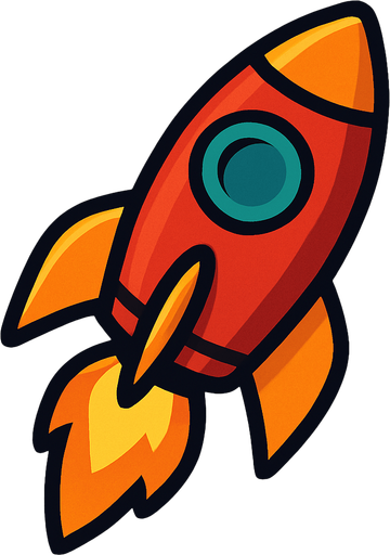 A rocket.
In-Game asset.  2d.  High contrast.  No shadows