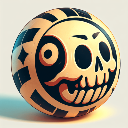 SKULL BALL. A ball with a skull on, billard ball with skull. Studio Ghibli. Ghibli style. Mobile game. Colorful. hand drawn. cute. fun. In-Game asset. 2d. Blank background. High contrast. No shadows.