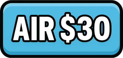 Make button light blue and say air $30