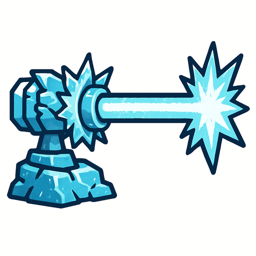 Just laser, but ice.
In-Game asset.  2d.  High contrast.  No shadows