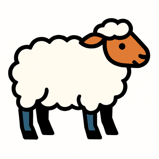 Sheep.
In-Game asset.  2d.  High contrast.  No shadows