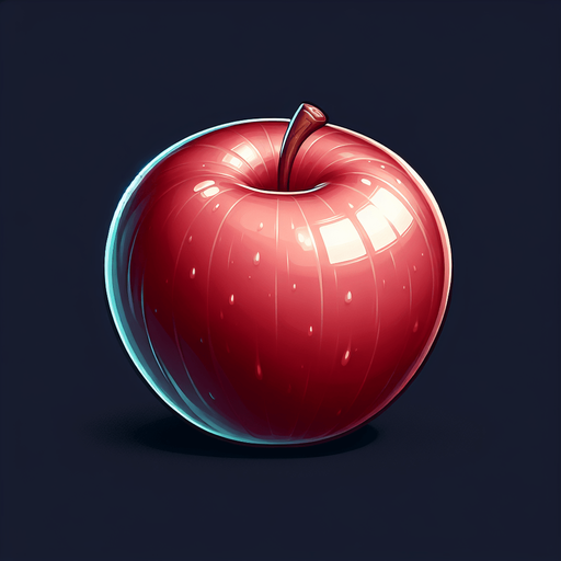 una manzana redonda.
Single Game Texture.  In-Game asset.  2d.  Blank background.  High contrast.  No shadows