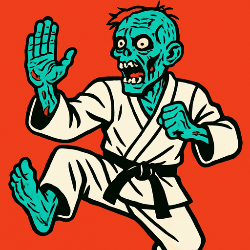 karAte zombie.
2d.  High contrast.  No shadows
