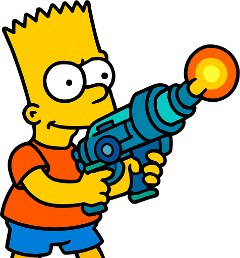 Bart holding a plasma gun.
In-Game asset.  2d.  High contrast.  No shadows