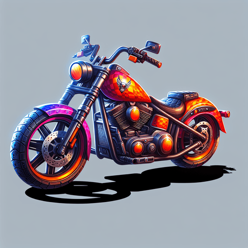 motorcycle 2d.
Single Game Texture.  In-Game asset.  2d.  Blank background.  High contrast.  No shadows