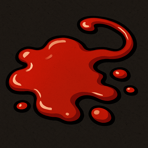 Dökülmüş ketçap.
In-Game asset.  2d.  High contrast.  No shadows