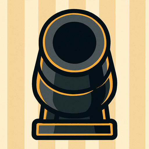 only the mouth part of the cannon and looking at the vertical.
In-Game asset.  2d.  High contrast.  No shadows