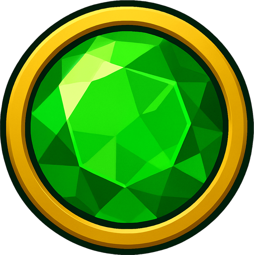 Green gem circle.
In-Game asset.  2d.  High contrast.  No shadows