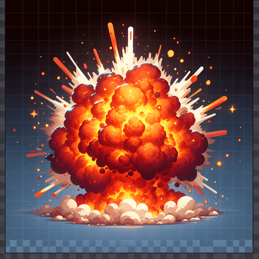Explosion.
Single Game Texture. In-Game asset. 2d. Blank background. High contrast. No shadows.