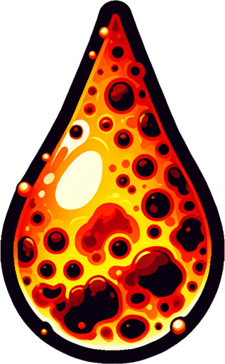 a drop of lava..
Single Game Texture. In-Game asset. 2d. Blank background. High contrast. No shadows.