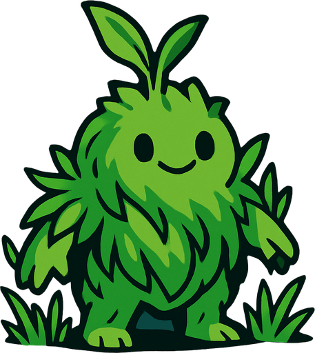 make creature image for grass elemental name is sproutle.
In-Game asset.  2d.  High contrast.  No shadows