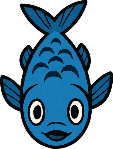 a blue fish seen from above, looking up.
In-Game asset.  2d.  High contrast.  No shadows