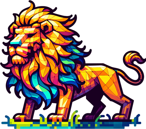 An animated image of a lion.
Single Game Texture. In-Game asset. 2d. Blank background. High contrast. No shadows.