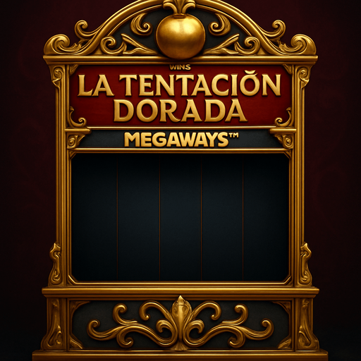 Crea un asset visual completo para una máquina tragamonedas estilo Megaways, coherente con 'La Tentación Dorada'.

Diseño Central Megaways:

Rodillos Dinámicos: Muestra una configuración de 6 rodillos verticales, donde la altura de cada rodillo puede variar de forma dinámica (mostrando entre 2 y 7 símbolos por rodillo). Esto debe ser visualmente aparente, quizás con indicadores de símbolos en la parte superior/inferior de cada rodillo (necesito que dejes un hueco en la maquina para que yo ponga los 6 rodillos/slots).

Estilo y Temática:

Opulencia: Marco de la máquina lujoso, dorado, con detalles intrincados, similar a la tragamonedas principal.

Fondo de Rodillos: Oscuro y elegante (negro, azul noche), para resaltar los símbolos.