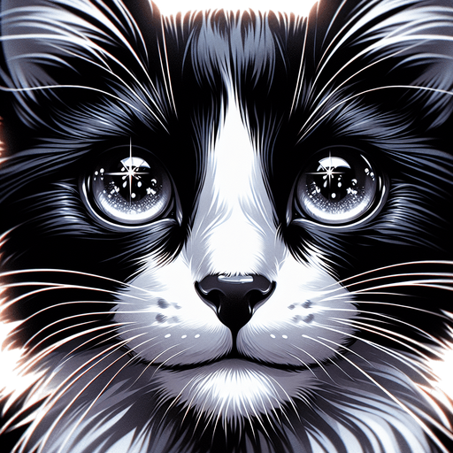 black and white cat face