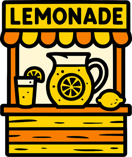 lemonade stand.
In-Game asset.  2d.  High contrast.  No shadows