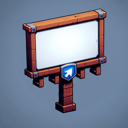 Ad billboard.
Single Game Texture.  In-Game asset.  2d.  Blank background.  High contrast.  No shadows