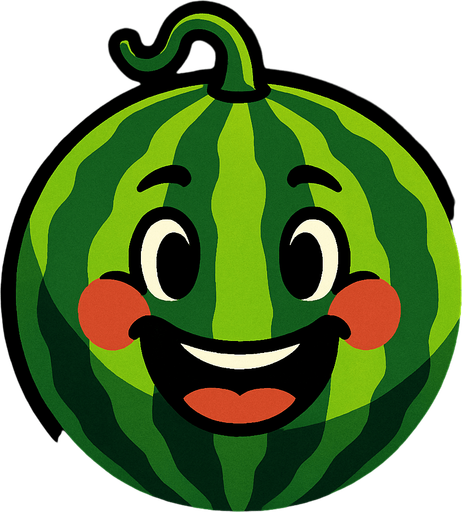 Watermelon with face.
In-Game asset.  2d.  High contrast.  No shadows