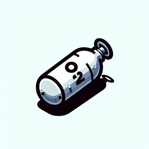 oxygen cylinder with O2 symbol
Single Game Texture.  In-Game asset.  2d.  Blank background.  High contrast.  No shadows
