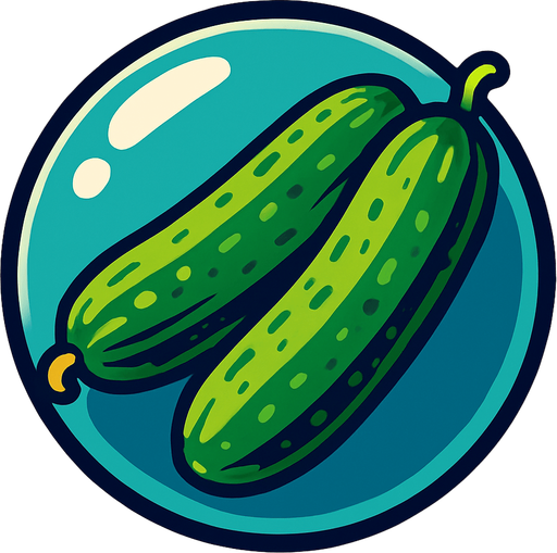 2 cucumbers inside a glass  bubble.
In-Game asset.  2d.  High contrast.  No shadows