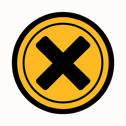 Siyah X işaretli jeton.
In-Game asset.  2d.  High contrast.  No shadows