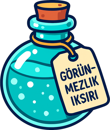 görünmezlik iksiri.
In-Game asset.  2d.  High contrast.  No shadows