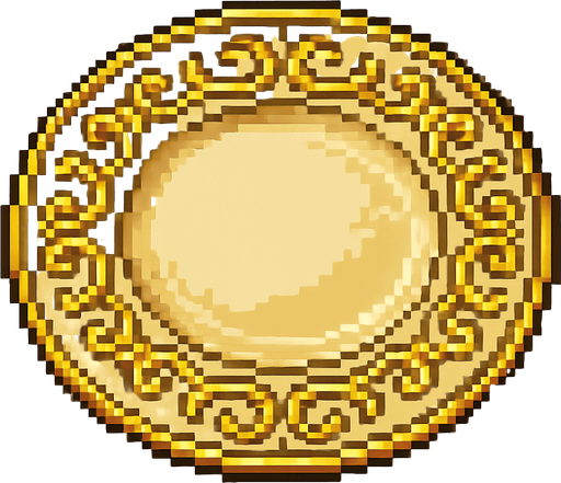 plato con decoraciones de oro pixel art metal slug style.
In-Game asset.  2d.  High contrast.  No shadows