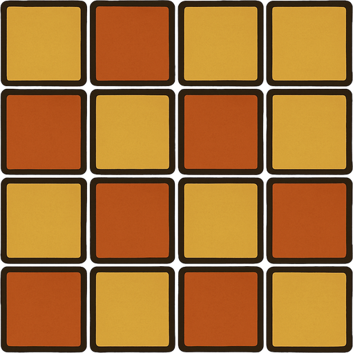 A 4x5 grid in professor Layton game  style.
In-Game asset.  2d.  High contrast.  No shadows