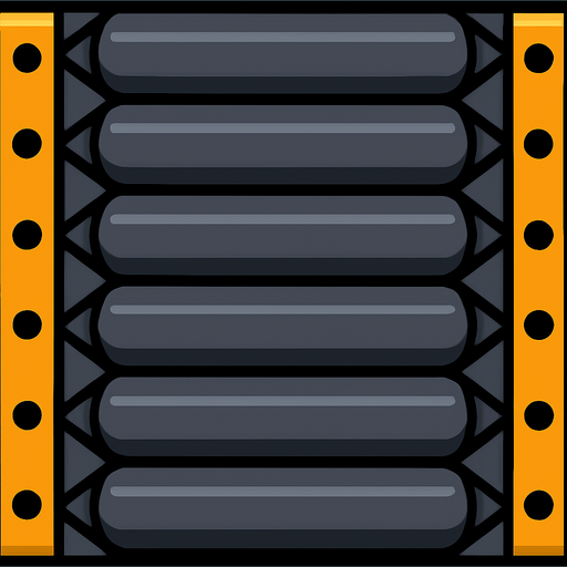 quiero un suelo hecho con la textura de una cinta transportadora.
In-Game asset.  2d.  High contrast.  No shadows