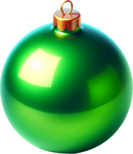 a christmas green ball . plastic style. Single Game Texture. In-Game asset. 2d. Blank background. High contrast. No shadows.
