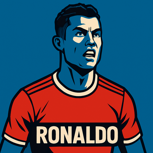 Cristiano Ronaldo.
In-Game asset.  2d.  High contrast.  No shadows