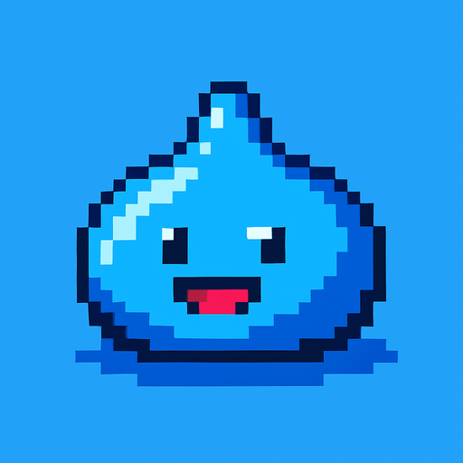 Slime azul, pixelart.
In-Game asset.  2d.  High contrast.  No shadows